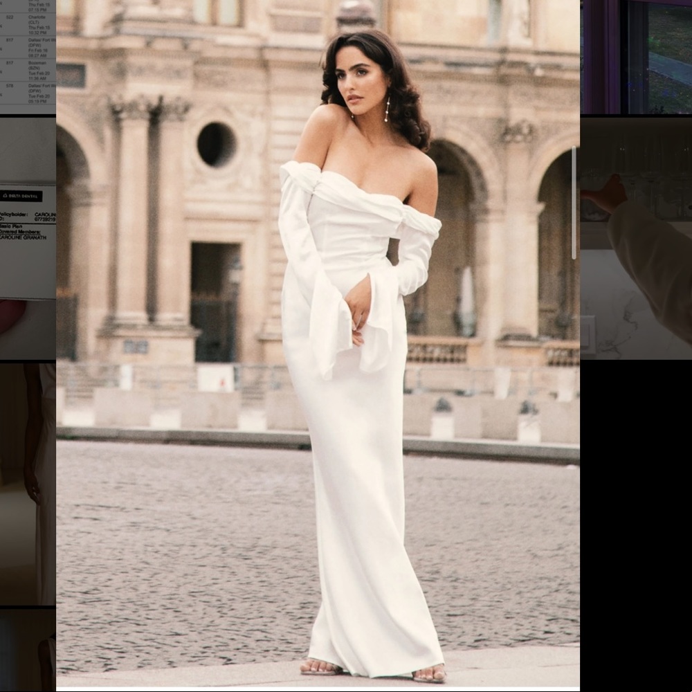 Brand new meshki white off the shoulder silk dress
